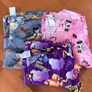 3 Disney scrub tops